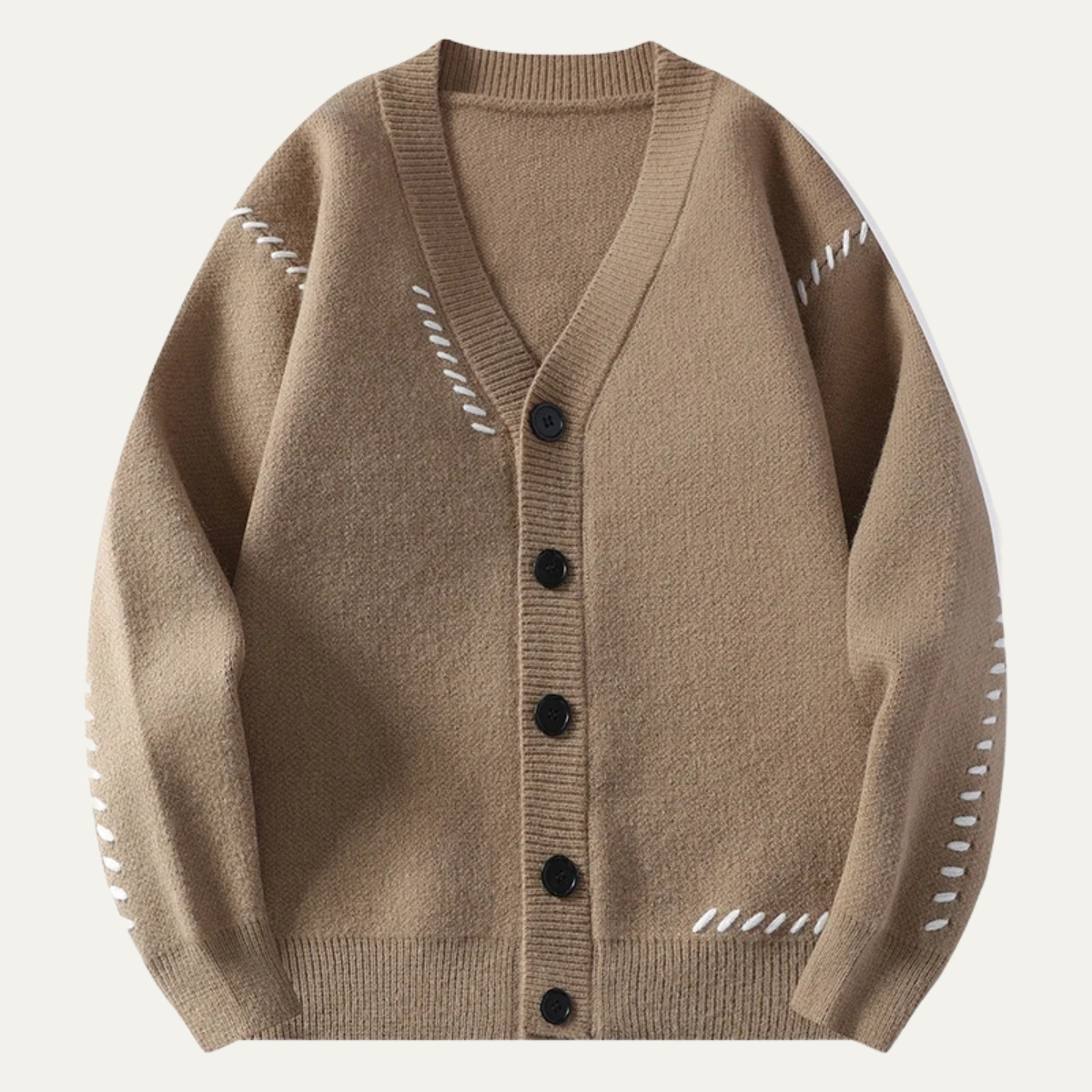 Men's Relaxed Fit V Neck Knitted Cardigan Sweater - OutfitLondon