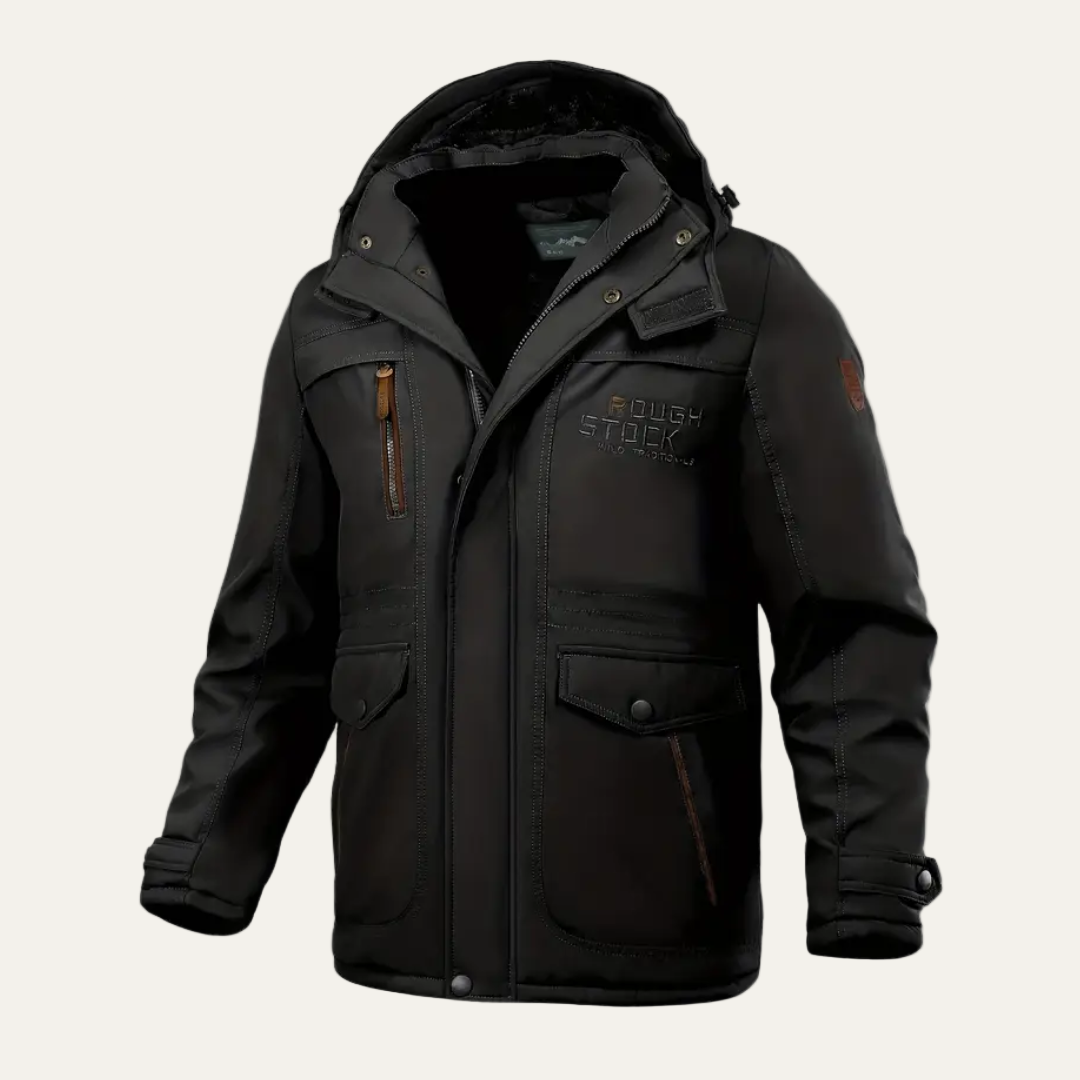 Waterproof Men's Winter Parka Jacket with Hood and Pockets