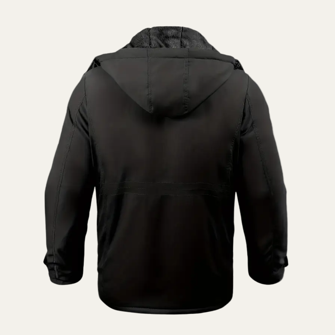 Waterproof Men's Winter Parka Jacket with Hood and Pockets