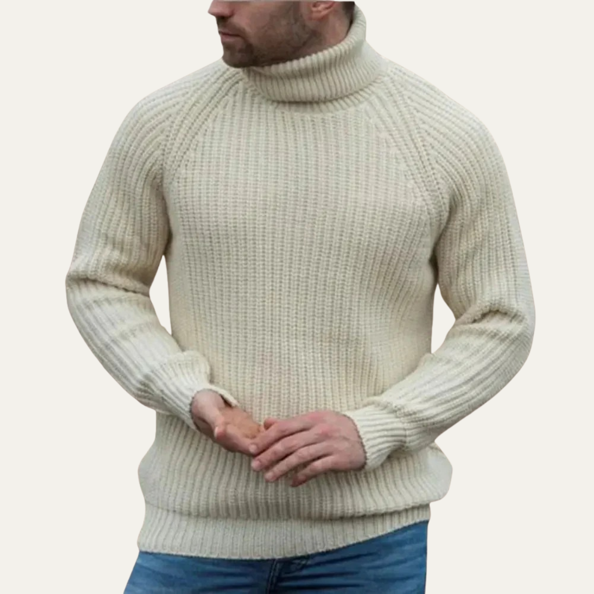 Men's Cozy Thick Cable Knit Turtleneck Sweater - OutfitLondon