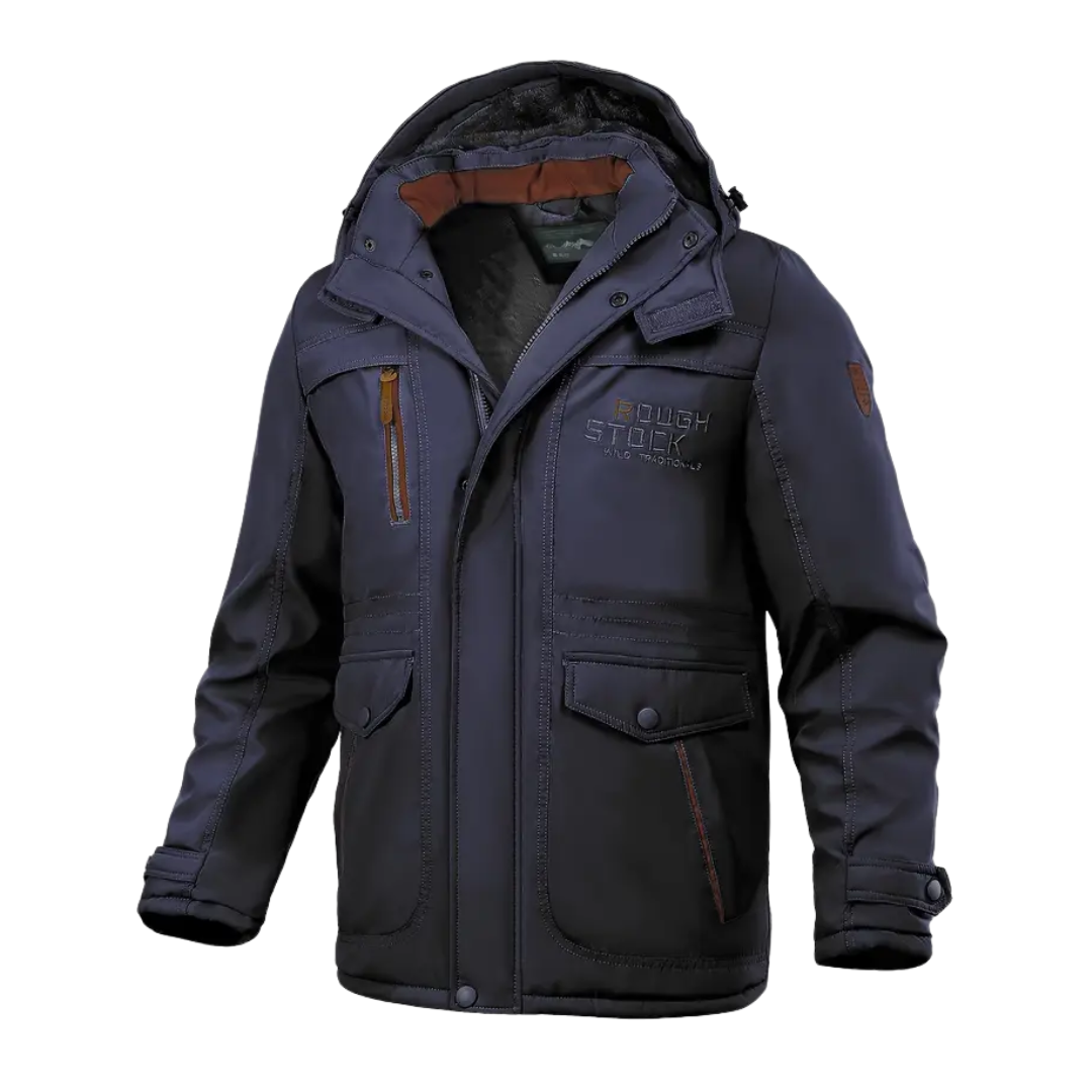 Warm Waterproof Men's Parka Coat with Faux Fur Hood