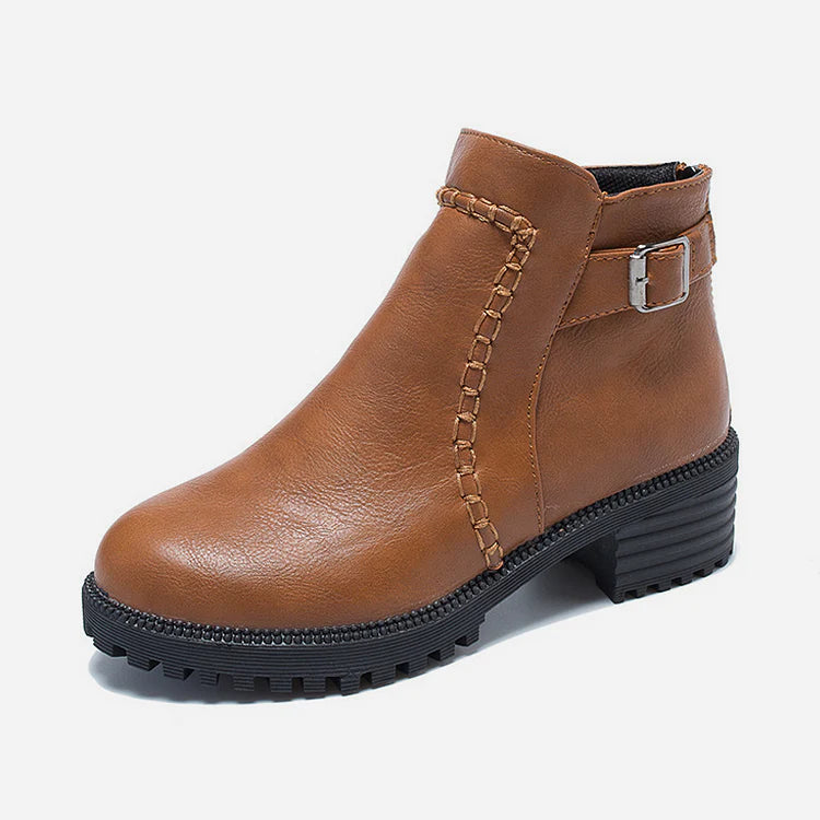 Comfortable Women's Low Heel Ankle Boots - OutfitLondon