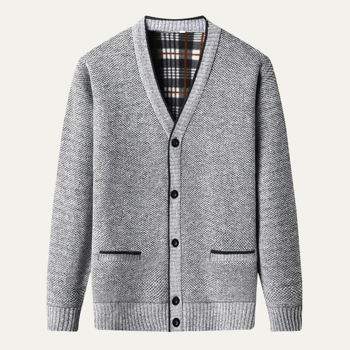 Cozy Mens Crew Neck Knit Cardigan Sweater