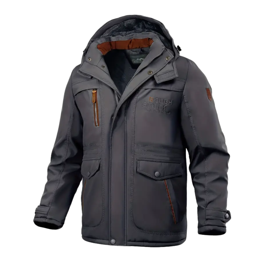 Warm Waterproof Men's Parka Coat with Faux Fur Hood