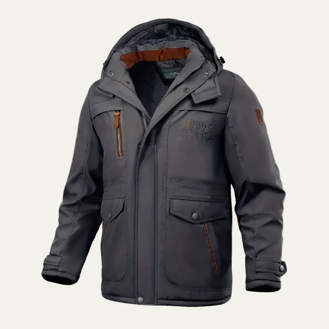 Waterproof Men's Winter Parka Jacket with Hood and Pockets
