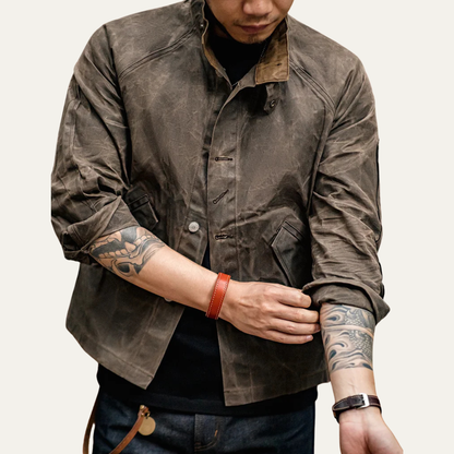Waterproof Vintage Canvas Men's Coat with Stand Collar