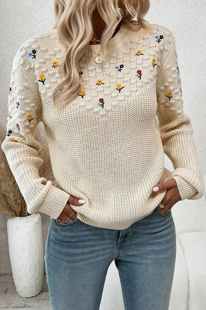 Colorful Design Crew Neck Sweater - OutfitLondon