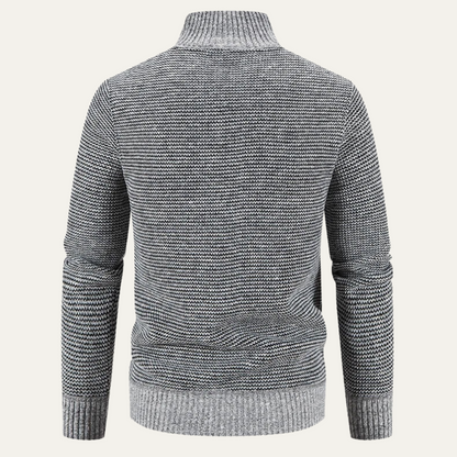Warm Men's Quilted Bomber Jacket with Ribbed Sleeves