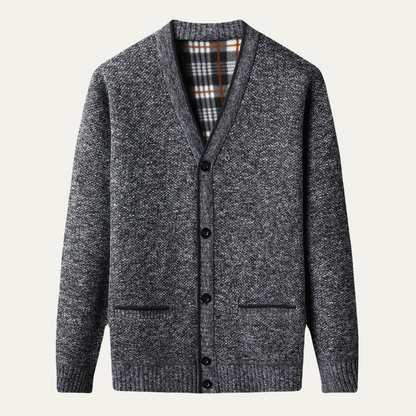 Cozy Mens Crew Neck Knit Cardigan Sweater