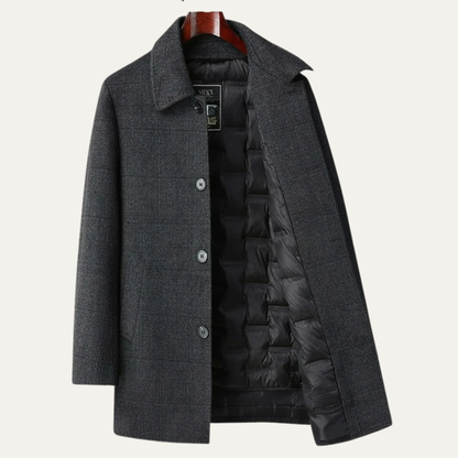 Warm Men's Down Wool Winter Coat