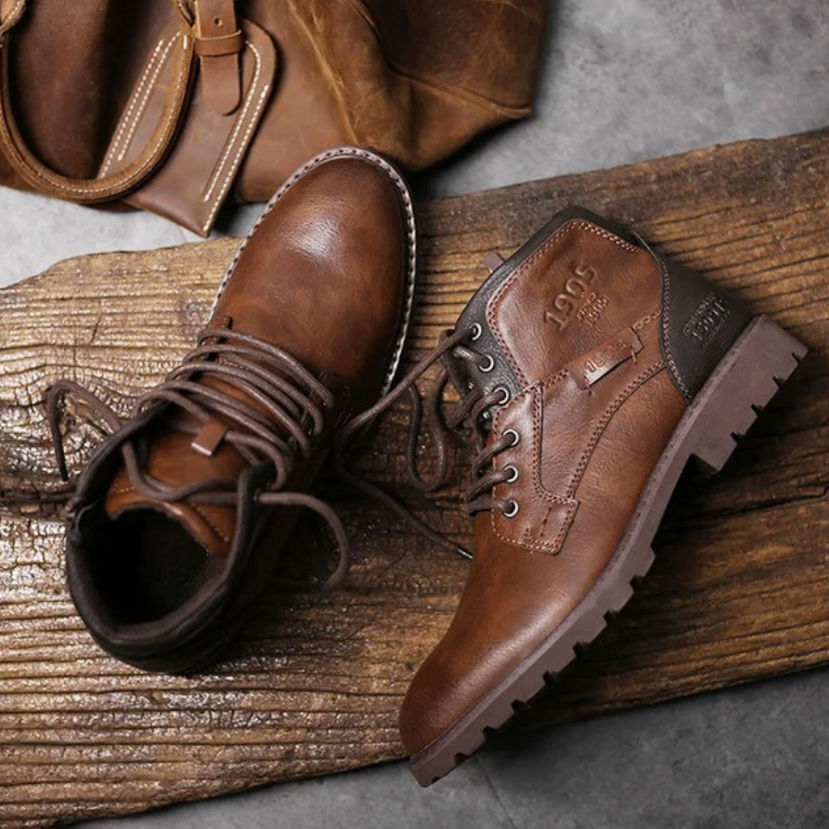 Rugged Men's Classic Leather Ankle Boots