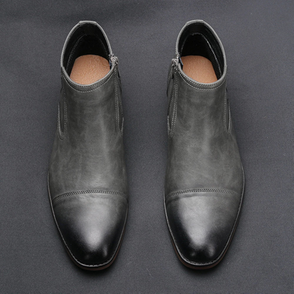 Stylish Men's Leather Zip Up Ankle Boots