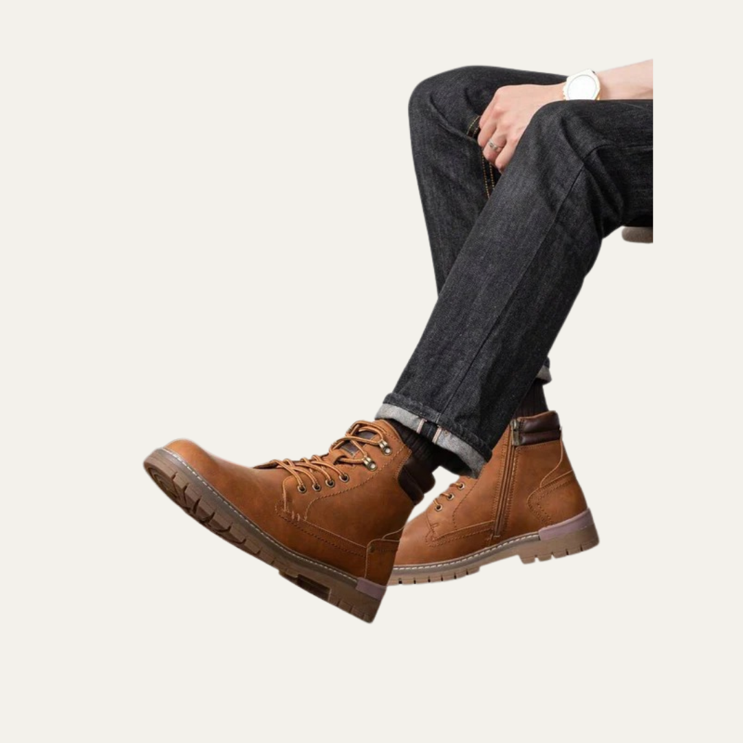 Tough Tactical Lace Up Ankle Boots with Rubber Sole