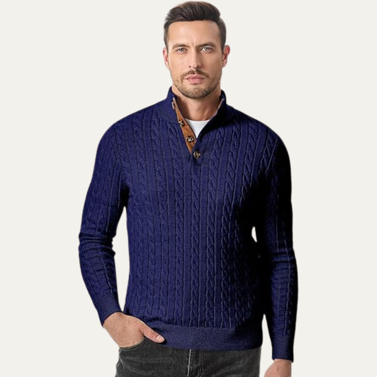 Classic Men's Cable Crew Neck Sweater