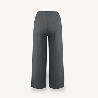 Relaxed Fit Linen Drawstring Trousers for Women
