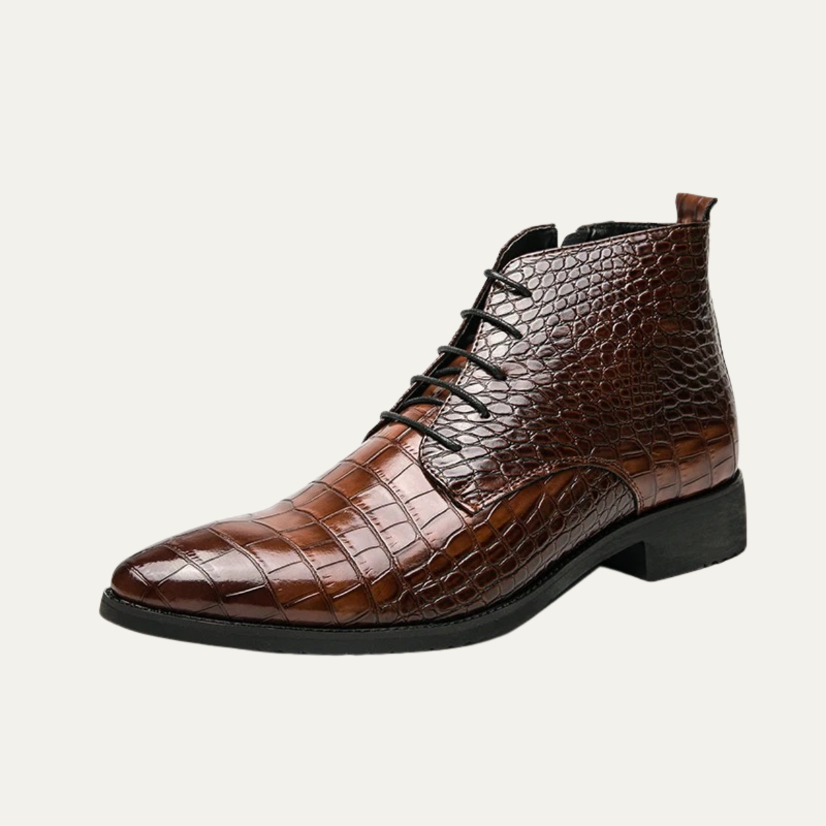 Men's Brown Leather Animal Print Ankle Boots - OutfitLondon