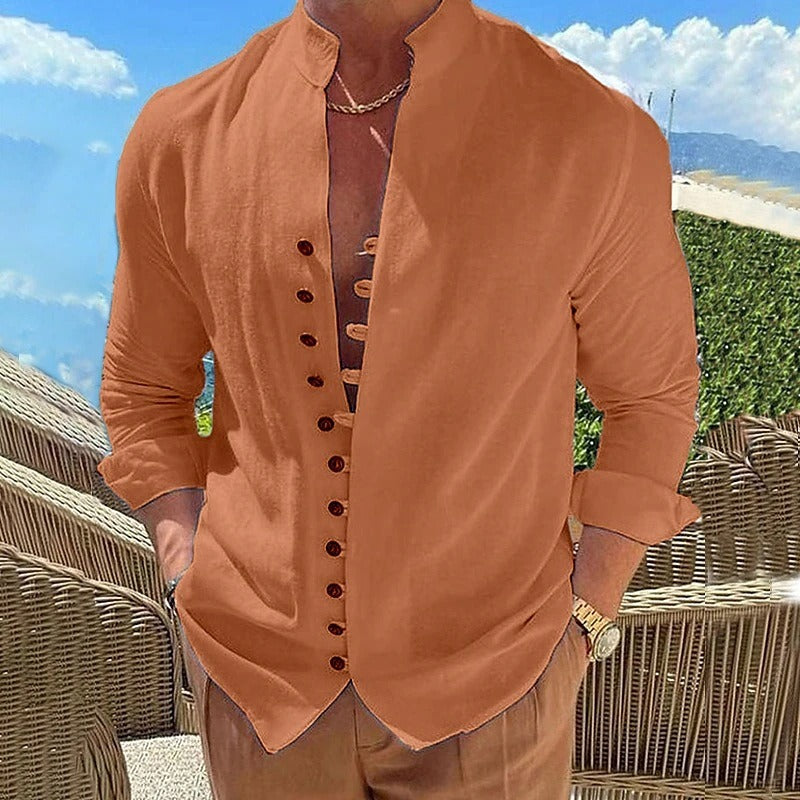 Classic Men's Casual Long Sleeve Cotton Shirt