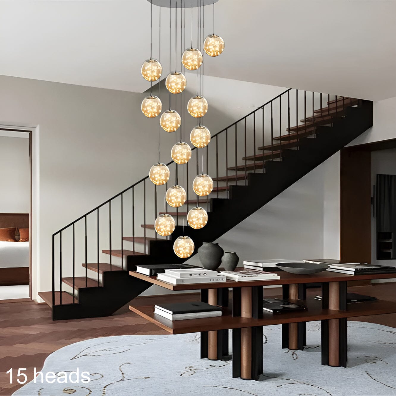 Luxury Round Crystal Stair Light Fixture