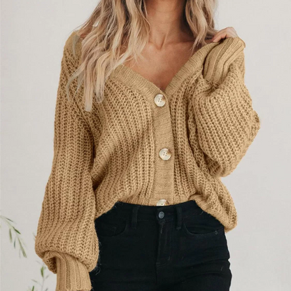 Cozy Oversized Button Front Cardigan - OutfitLondon