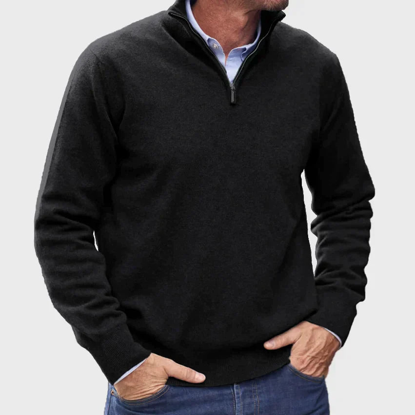 Luxury Men's Zip Cashmere Sweater