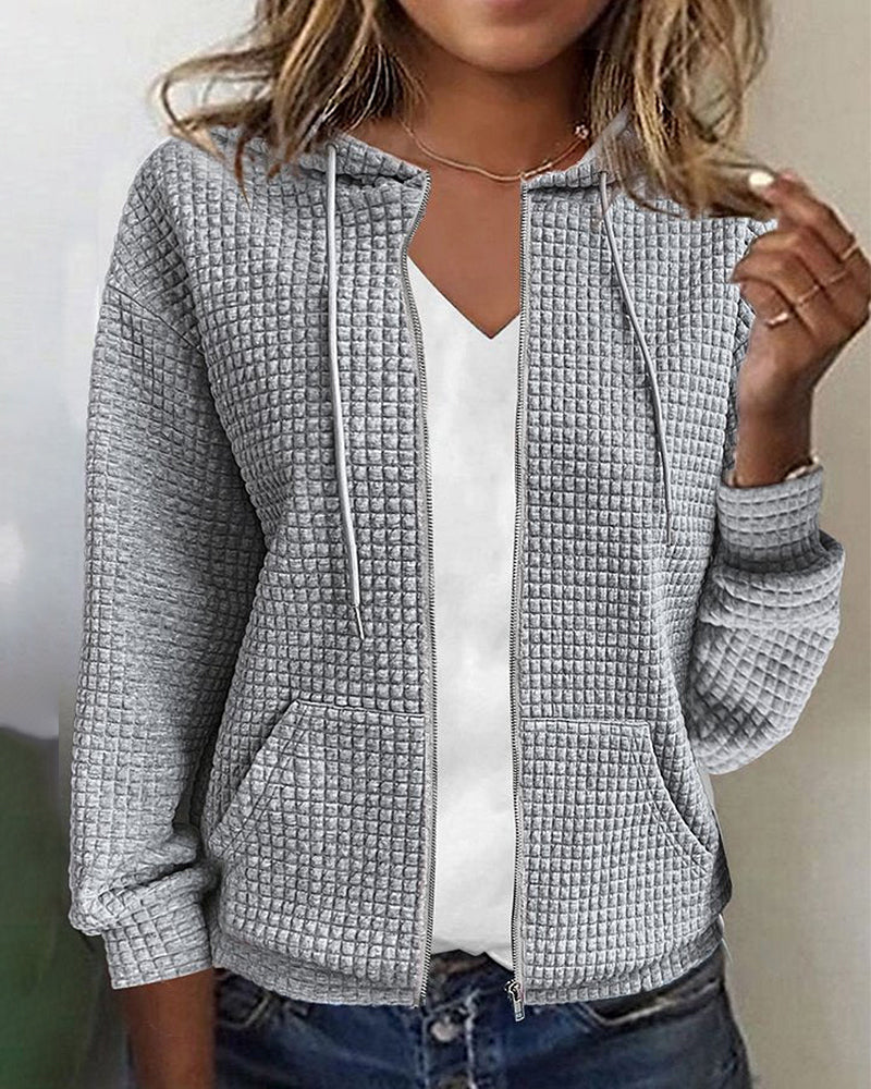 Women's Casual Zip Up Jacket with Pockets - OutfitLondon
