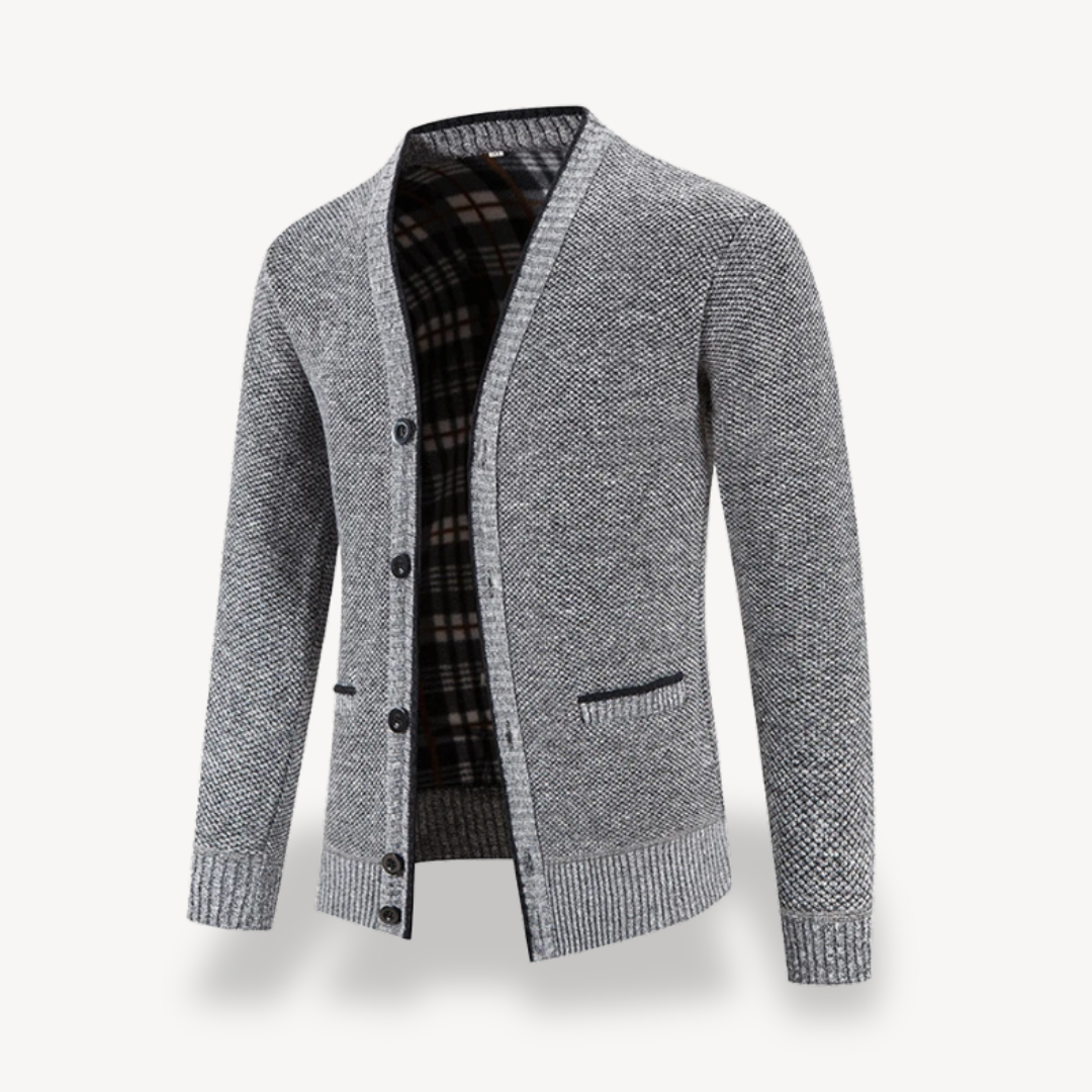 Warm Thermal Button Front Cardigan Jacket Men - OutfitLondon