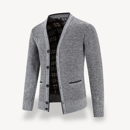 Warm Thermal Button Front Cardigan Jacket Men - OutfitLondon