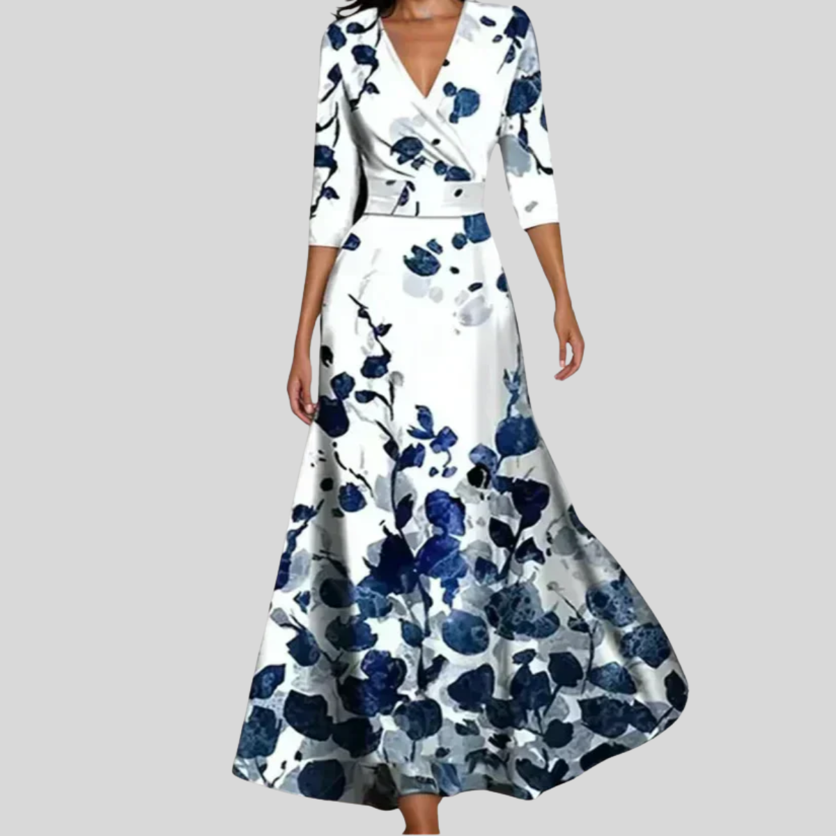 Elegant Women's Flower Print Dress - OutfitLondon
