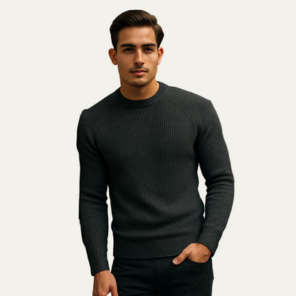 Men's Crew Neck Thick Cable Knit Jumper Sweater