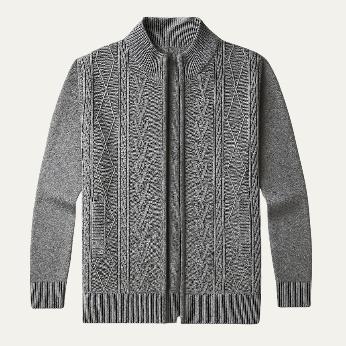 Traditional Mens Knit Cardigan Sweater - OutfitLondon