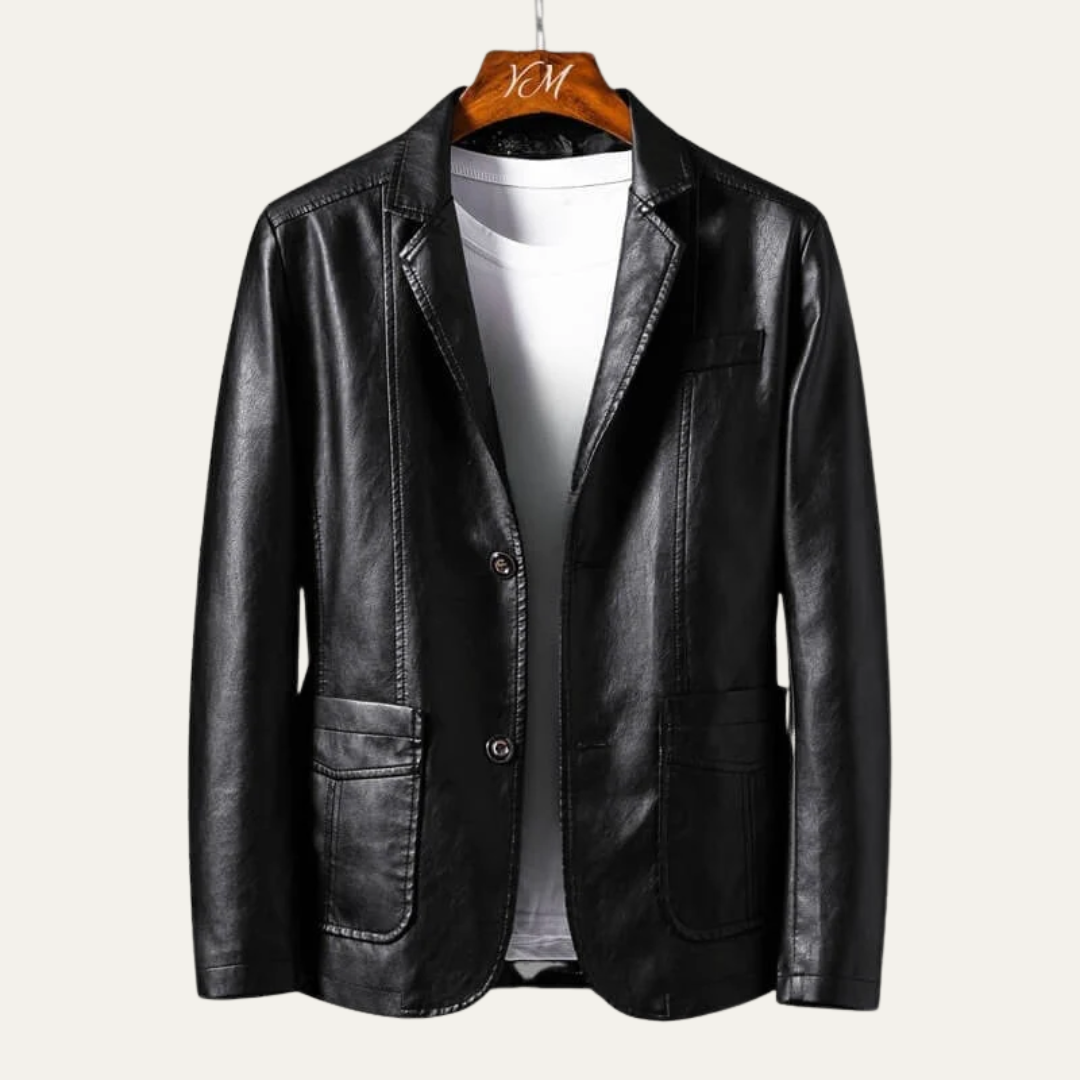 Men's Slim Fit Faux Leather Jacket - OutfitLondon