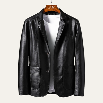 Men's Slim Fit Faux Leather Jacket - OutfitLondon