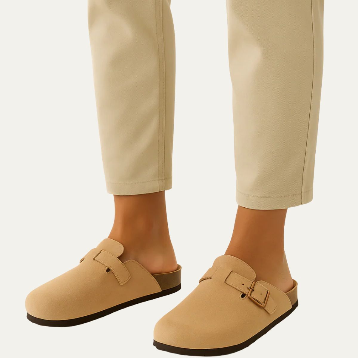 Comfortable Beige Suede Moccasin Slippers for Men