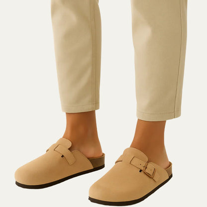 Comfortable Beige Suede Moccasin Slippers for Men