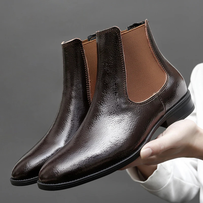 Men's Classic Leather Chelsea Ankle Boots with Stretch - OutfitLondon