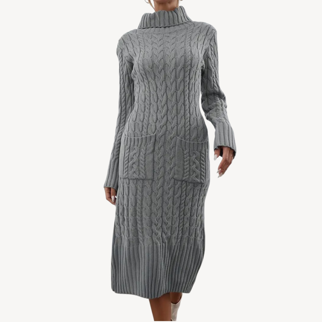 Charcoal Crew Neck Sweater Dress - OutfitLondon