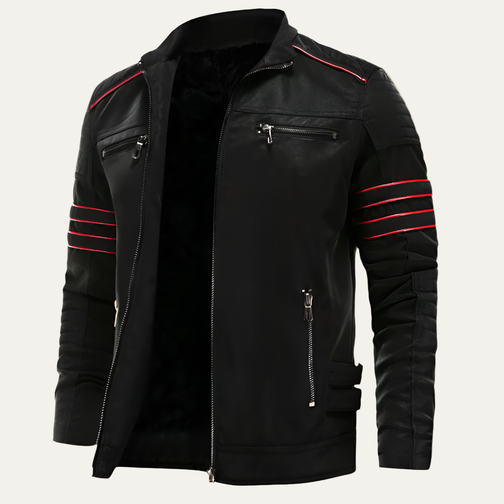 Biker Style Genuine Leather Jacket - OutfitLondon