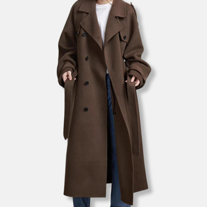 Classic Oversized Wool Trench Coat for Women - OutfitLondon