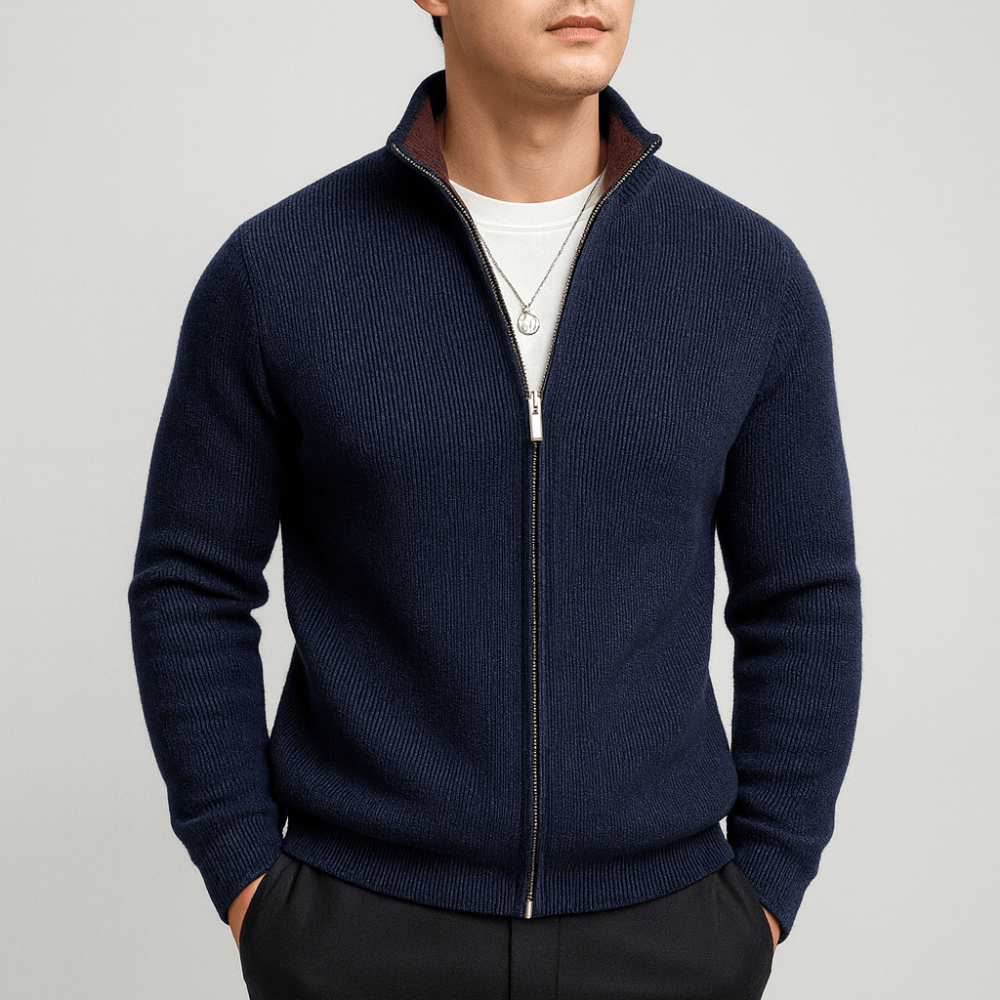 Soft Men's Crew Neck Zip Sweater