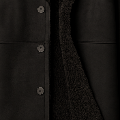 Men's Faux Suede Overcoat with Warm Shearling Inside