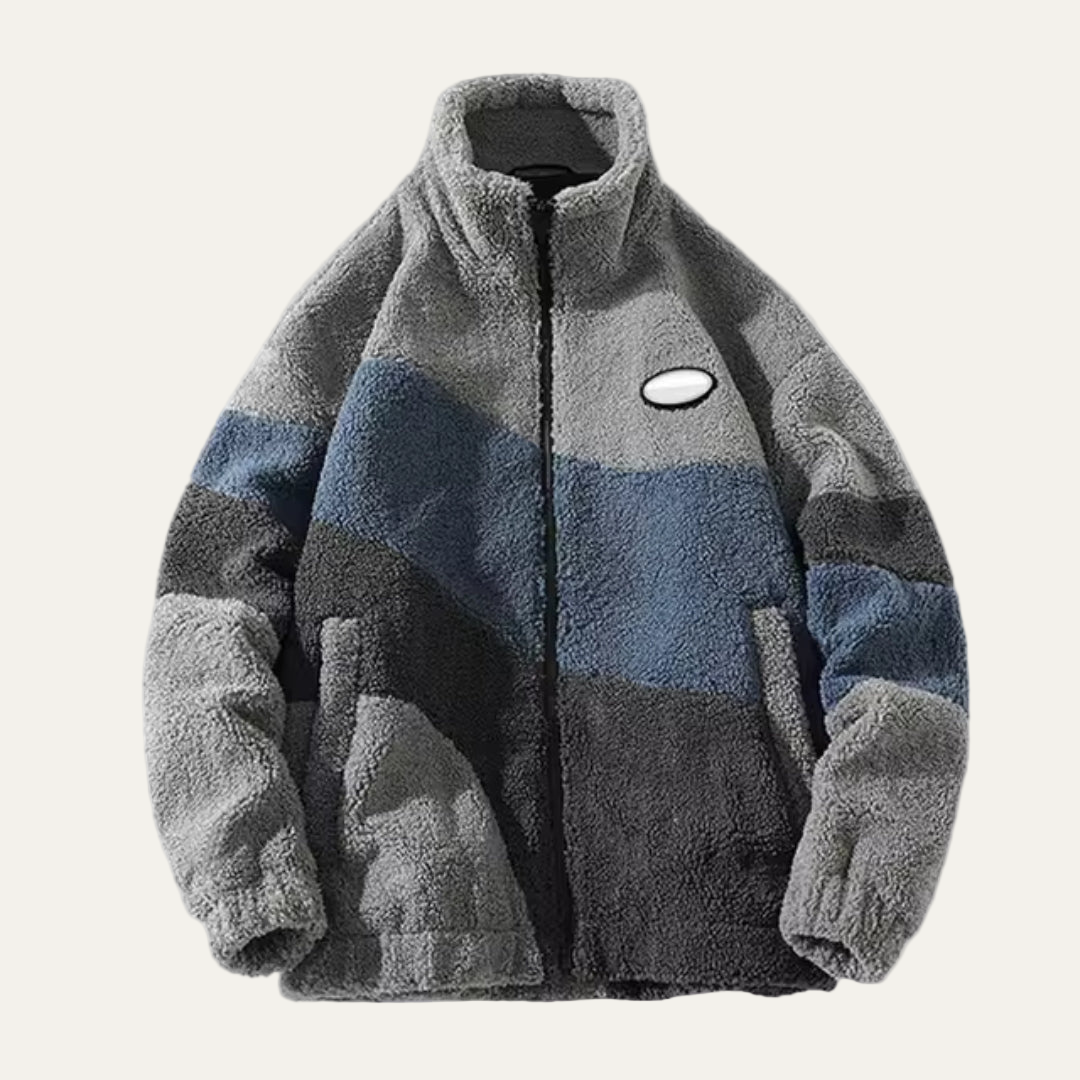 Men's Warm Graphic High Neck Fleece Jacket