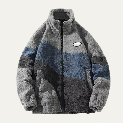 Men's Warm Graphic High Neck Fleece Jacket