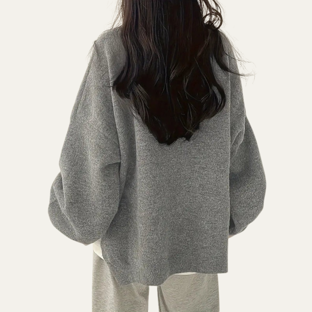 Relaxed Fit Long Sleeve Knit Sweater
