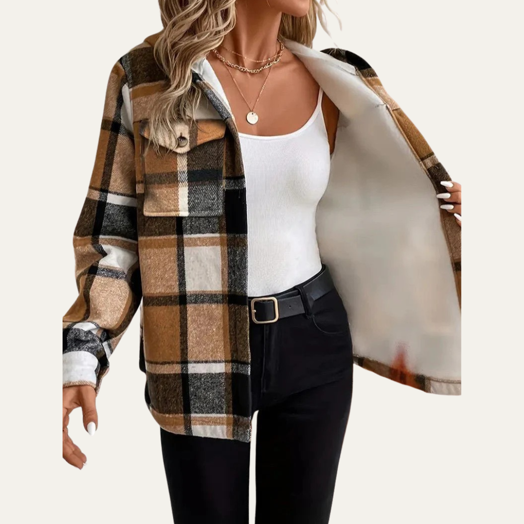 Women's Warm Checked Shirt Jacket - OutfitLondon