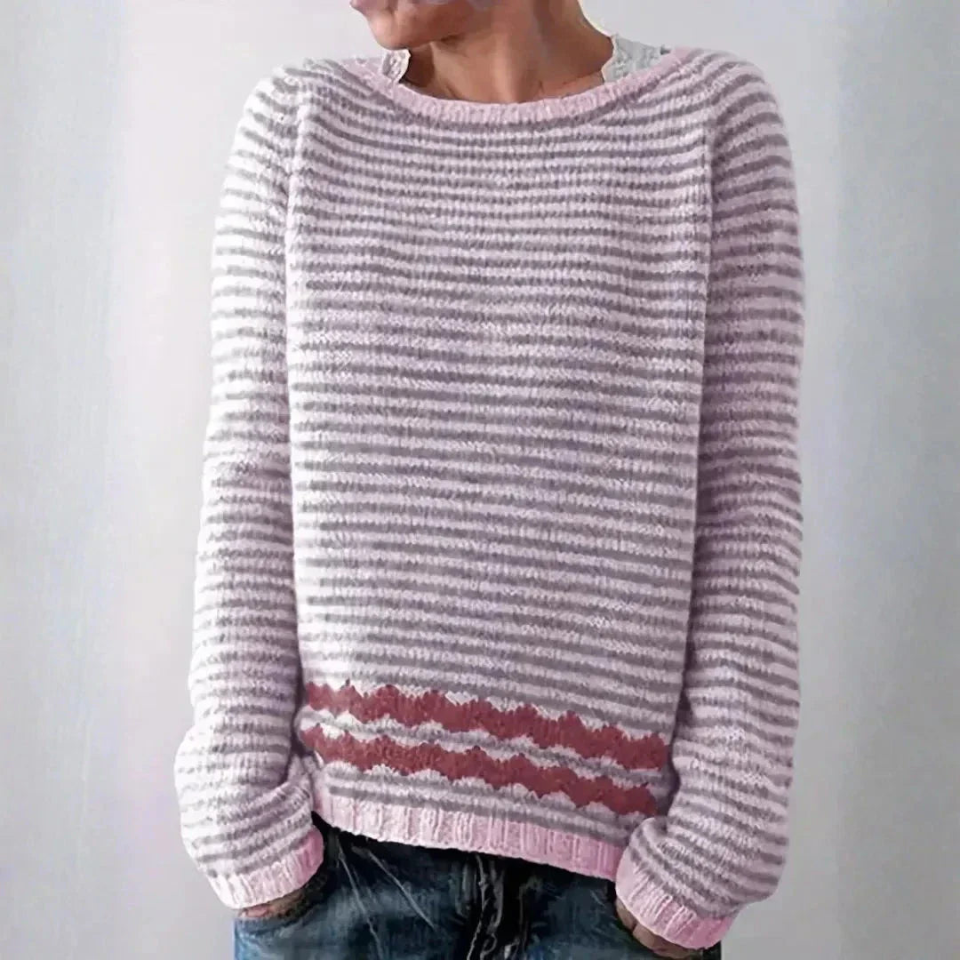Women's Striped Knit Sweater - OutfitLondon