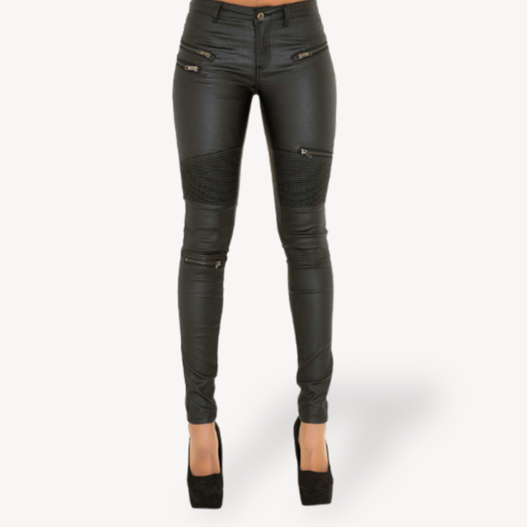 Vegan Leather Biker Pants for Women - OutfitLondon