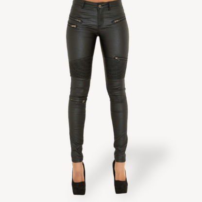 Vegan Leather Biker Pants for Women - OutfitLondon
