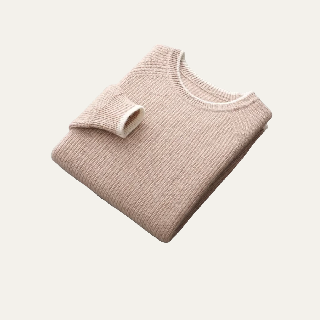Classic Fit Crew Neck Jumper with Contrast Edging - OutfitLondon