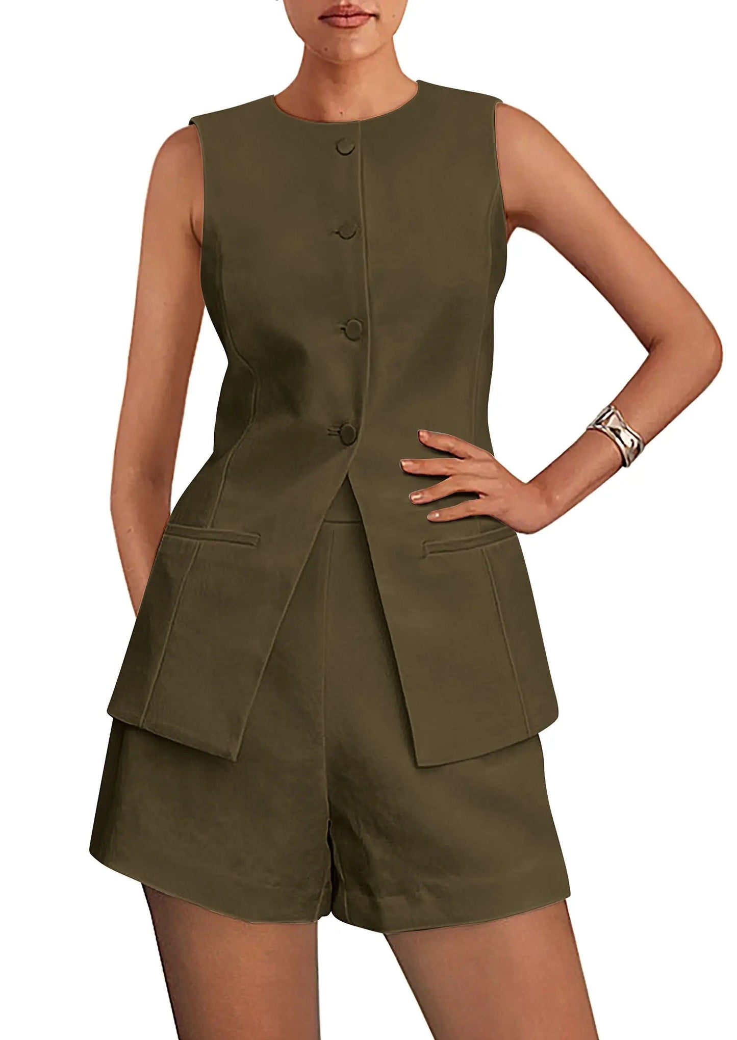 Relaxed Fit Office Two Piece Shorts Suits