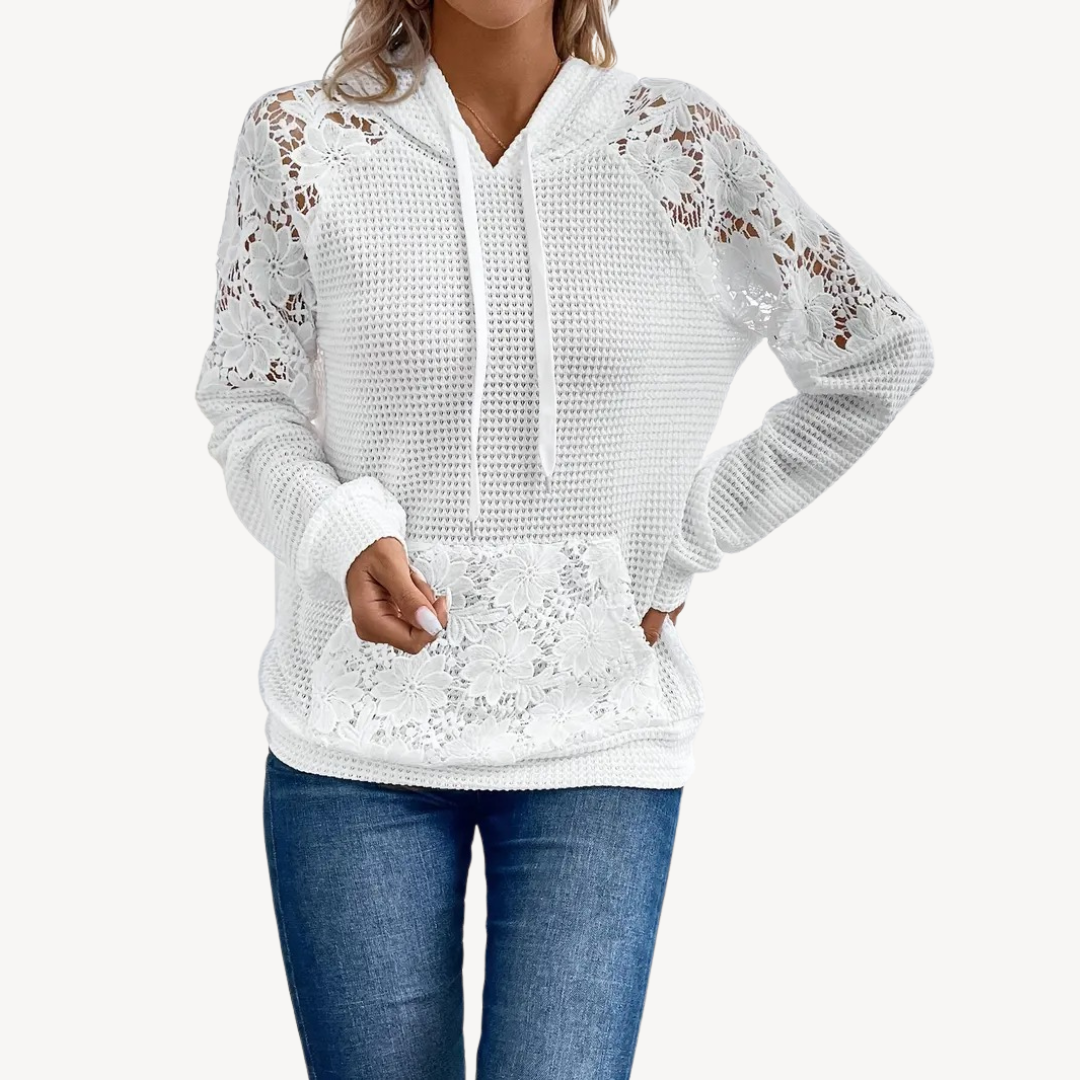 Classic Crochet Hooded Top for Ladies - OutfitLondon